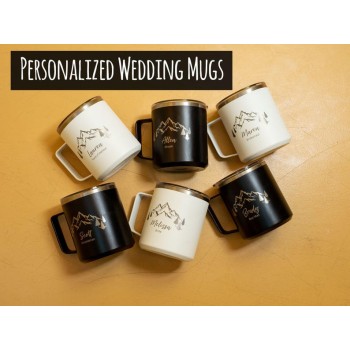 Custom Wedding Mug 18lz, Laser ENGRAVED Coffee Mug, Wedding Party Gifts in Bulk, Personalized Coffee Mug Insulated - H180GR