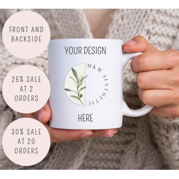 Customizable Logo Mug, Your Company Identifier or Brand Logo, Front and Back Logo Mug, Your Design Here, Team Logo Mug, Company Logo Gifts