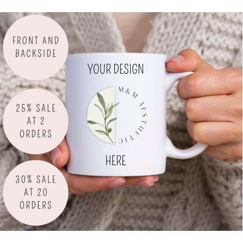 Customizable Logo Mug, Your Company Identifier or Brand Logo, Front and Back Logo Mug, Your Design Here, Team Logo Mug, Company Logo Gifts