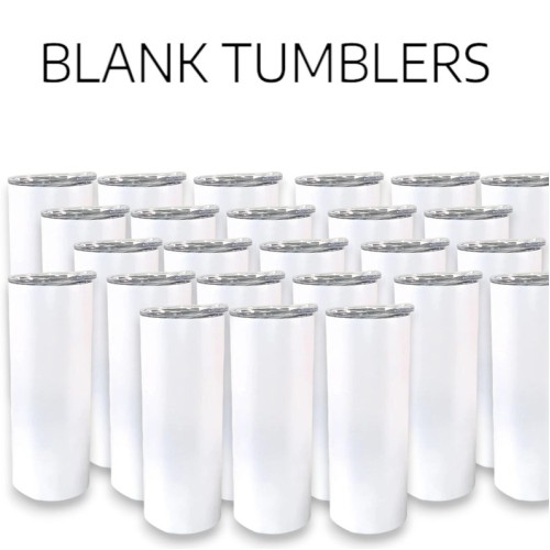 Blank Matte 20 ounce lz Straight Thermal Transfer White Skinny Tumblers | Pack of 25 - Bulk Tumblers | Premium Wholesale Sublimated Tumblers