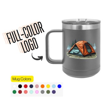 FULL-COLOR LOGO Mug Stainless Steel 15lz | Personalized Coffee Tumbler | Bulk Mugs | Custom Coffee Cups | Company Gifts Tumbler