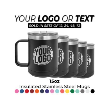 Bulk Custom Insulated Mugs 15lz Engraved s - Promotional Products for Clients - Bulk Employee Gifts - Laser Etched