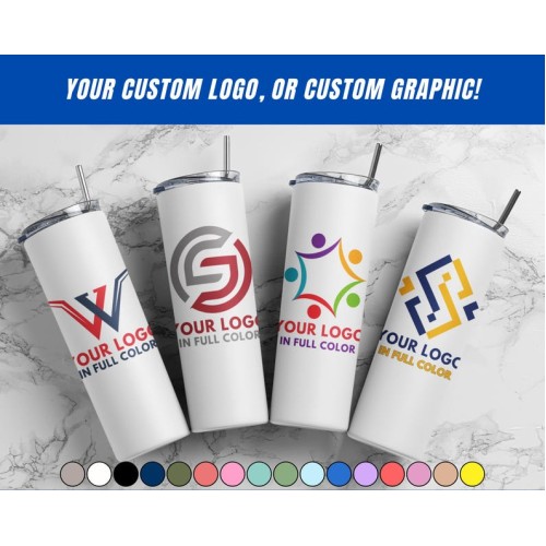 Custom Printed 20lz Tumbler, Corporate Cup with full color logo, Custom Printed Travel Mug, Company Identifier Wholesale Bulk Insulated Tumblers