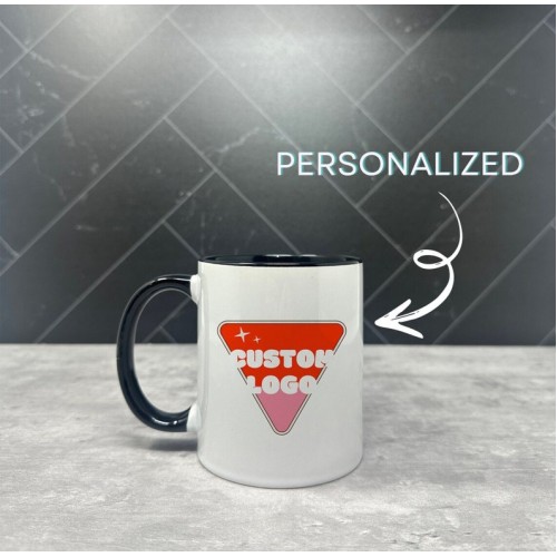 CUSTOM COFFEE MUG Colored Handle Mug 11 lz | Personalized Ceramic Tea Mug | Custom Mug For Her | Company Identifier Mug | Employee, Client Gift