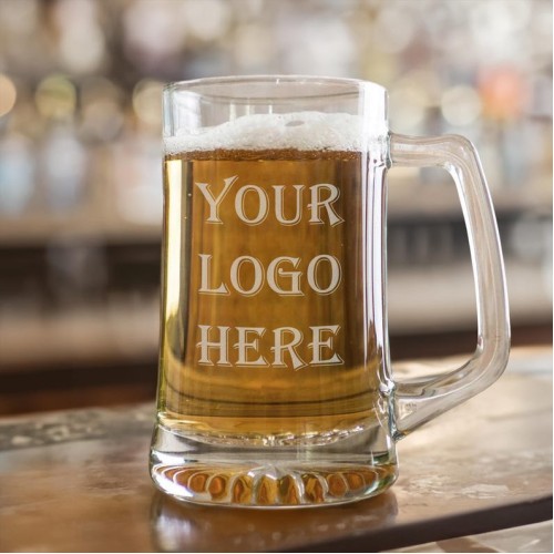 Custom Logo / Design 25lz Beer Mug Glass, Personalized Beer Glass Mug Beer Lover Gift, Custom Etched Beer Mugs Bulk Glasses Gift